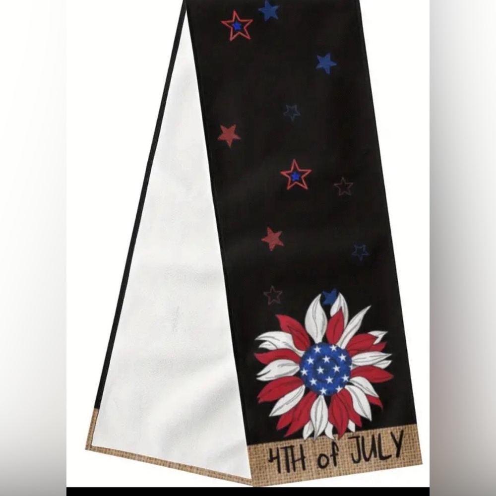 New 4th Of July Sunflower Table Runner 13x72 Memorial Day Patriotic Decor Mantel